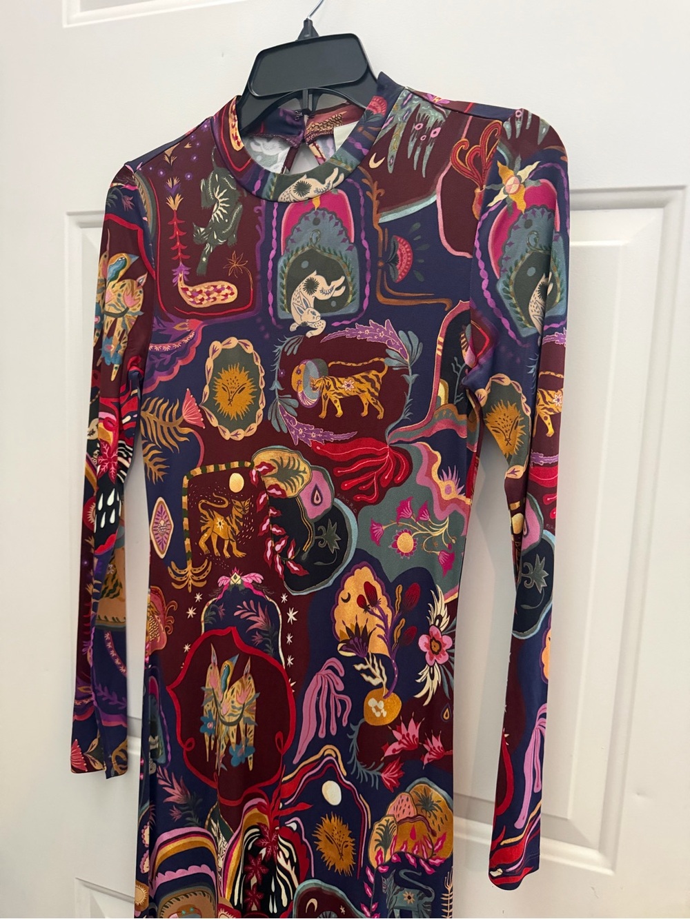 FARM Rio Artsy Surreal Land Long Sleeve Maxi Jersey Dress XS Maximalist - Picture 3 of 8